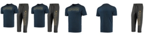 Concepts Sport Men's Heathered Charcoal, Navy West Virginia Mountaineers Meter T-shirt and Pants Sleep Set